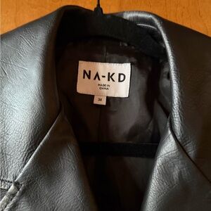 NA-KD Black Faux Leather Jacket - Women's Classic Biker